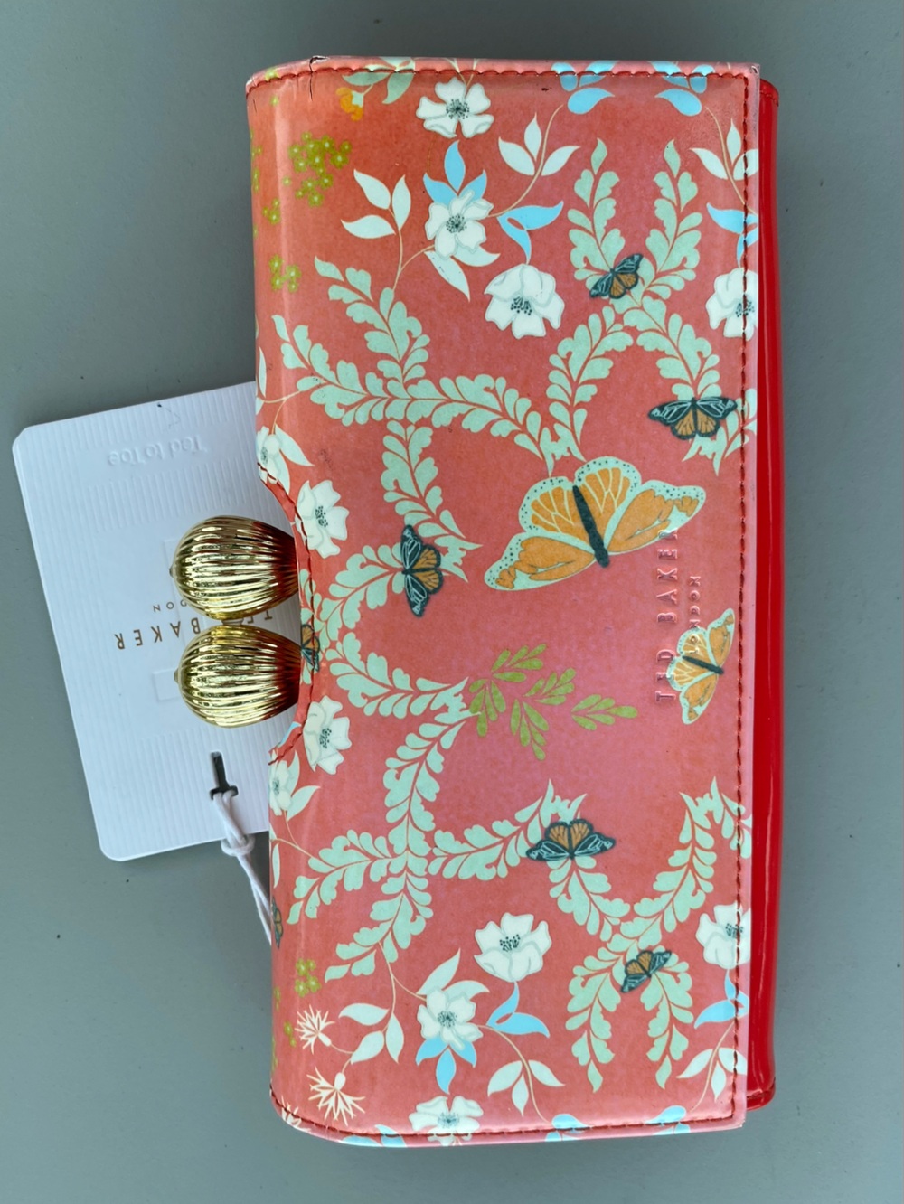 Ted Baker Wallet. Kyoto Gardens pattern. Bifold clutch style. Gold Kiss Lock. - Picture 15 of 15